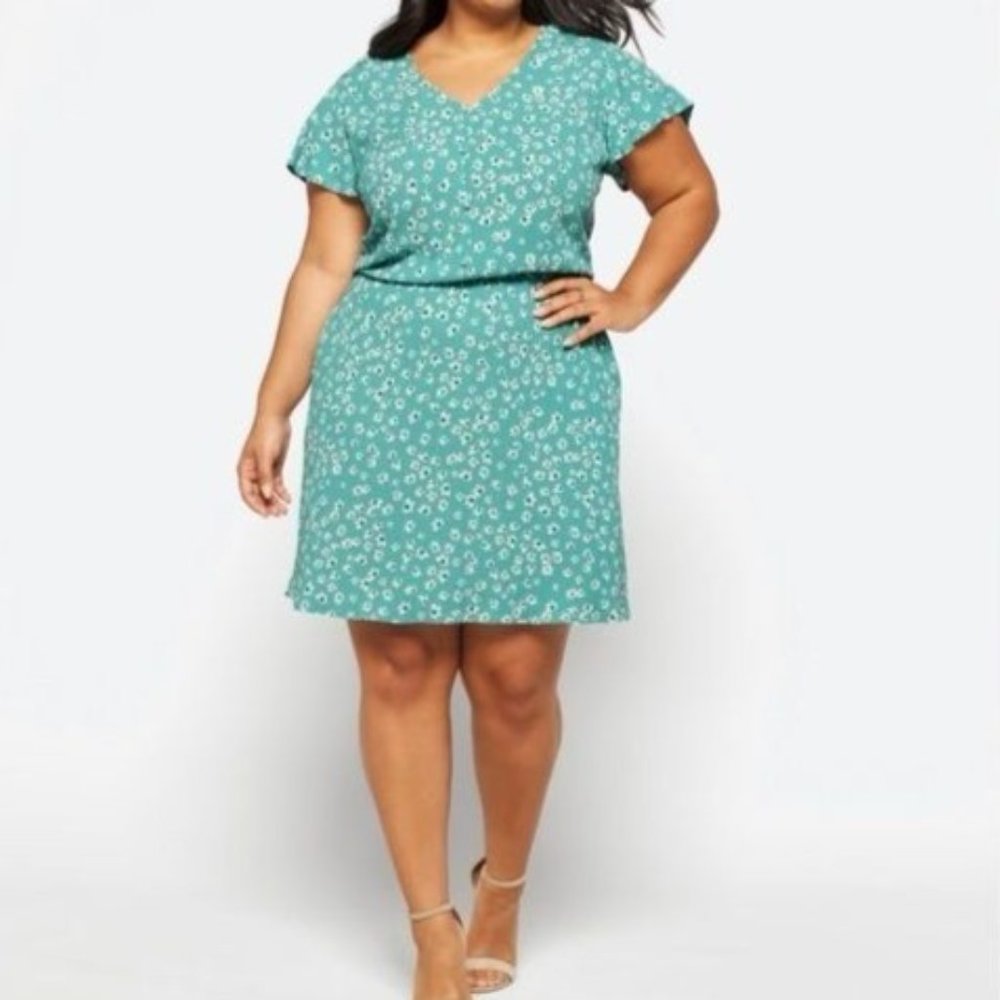 Market & Spruce Green Floral Mini Dress